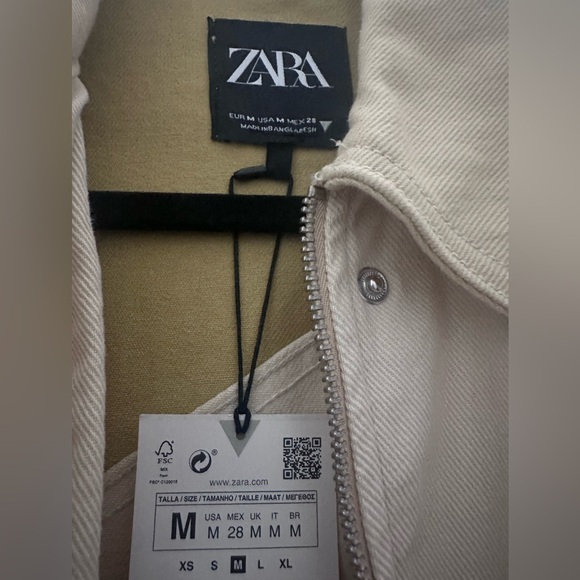 Zara Gabardine olive Cream Textured Jacket M - Picture 11 of 14